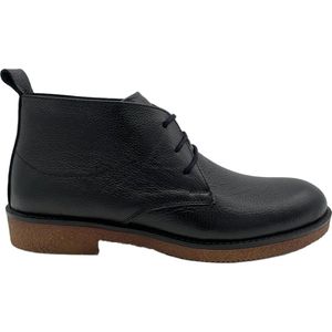 Mannen Schoenen- Desert boots- Veterschoenen- Nette schoenen- Heren laarzen 1035- Leer- Zwart- Maat 44