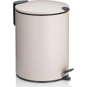 5 liter beige mat Silent-Close pedaalemmer met draaggreep voor badkamer - MATS afvalemmer met binnenemmer