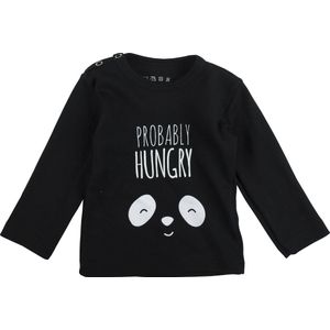 Plum Plum - T-shirt lange mouwen - Panda 'Always Hungry' - Zwart