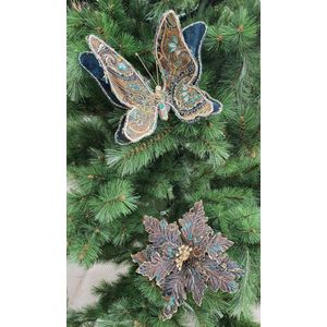 House of Seasons Set van 5 ,Decoratieve clip bloem,vlinder groen bruin