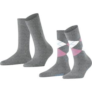 Burlington Everyday 2-Pack one-size katoen multipack sokken dames grijs - Matt 36-41