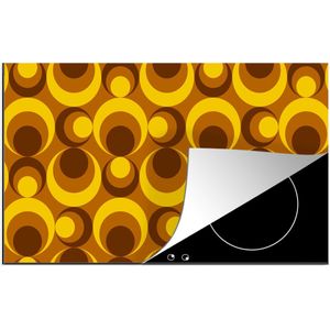 KitchenYeah® Inductie beschermer 91.6x52.7 cm - Patronen - Retro - Bruin - Geel - Kookplaataccessoires - Afdekplaat voor kookplaat - Inductiebeschermer - Inductiemat - Inductieplaat mat