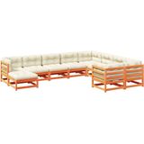 vidaXL - 10-delige - Loungeset - met - kussens - massief - grenenhout - wasbruin