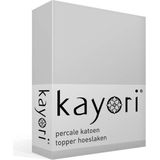Kayori Shizu - Percale katoen - Topper - Hoeslaken - Tweepersoons - 160x200 cm - Zilvergrijs