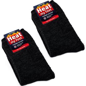 BRUBAKER 2 Paar Heat my Feet Unisex Thermosokken - Warme Sokken - Huissoken - Skisokken - Antraciet – Maat 43-46