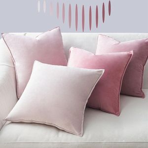 Kussensloop 50 x 50 cm, roze, set van 4 fluwelen kussenslopen, kussenovertrek, decoratieve kussensloop, voor bank, slaapkamer, woonkamer, balkon, kinderen, pluizig kleurverloop