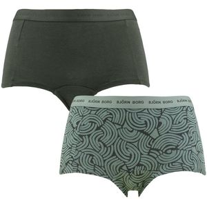 Björn Borg dames soft cotton stretch 2P mini boxershorts basic print groen