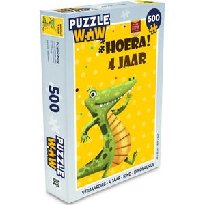 Puzzel Verjaardag - 4 Jaar - Kind - Dinosaurus - Legpuzzel - Puzzel 500 stukjes