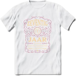 70 Jaar Legendarisch Gerijpt T-Shirt | Oud Roze - Ivoor | Grappig Verjaardag en Feest Cadeau Shirt | Dames - Heren - Unisex | Tshirt Kleding Kado | - Wit - M