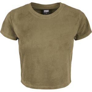 Ladies Cropped Peached Rib Tee olive