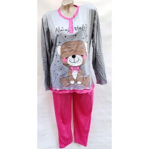 Dames pyjama set XXL 44-46 met beertje afbeelding grijs/roze