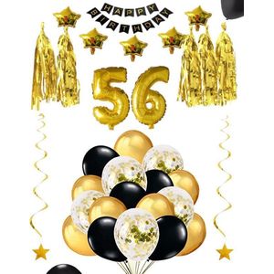 56 jaar verjaardag feest pakket Versiering Ballonnen voor feest 56 jaar. Ballonnen slingers sterren opblaasbare cijfers 56