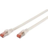 Digitus DK-1644-100/WH RJ45 Netwerkkabel, patchkabel CAT 6 S/FTP 10.00 m Wit Vlambestendig, Folie afscherming, Afscherm