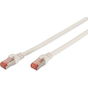 Digitus DK-1644-100/WH RJ45 Netwerkkabel, patchkabel CAT 6 S/FTP 10.00 m Wit Vlambestendig, Folie afscherming, Afscherm