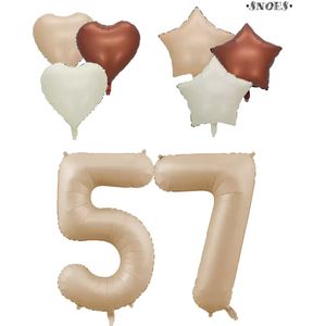 Snoes XXL Cijfer ballon 57 – Nude Kleur Satijn Caramel Nummerballon