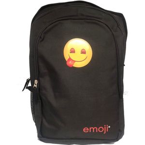 EMOJI Tong Rugzak Rugtas School Tas Zwart 3 Ruime Vakken Rug Bescherming