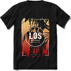 Los Angeles | TSK Studio Zomer Kleding  T-Shirt | Geel - Rood | Heren / Dames | Perfect Strand Shirt Verjaardag Cadeau Maat 3XL