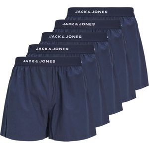Jack & Jones Wijde Boxershorts JACSOLID 5-Pack Navy Blauw - Maat L - Losse boxershort heren