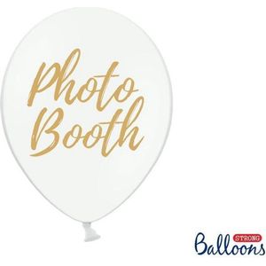 Partydeco - Ballonnen wit Photo Booth goud 50 stuks