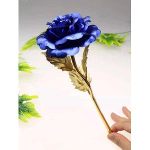 24K Golden Rose ( blauw ) met LOVE standaard, geleverd in luxe geschenkdoos - 24K Gouden Roos - Cadeau - Moederdag - Vaderdag - Bedankt - Decoratie - DESIGN