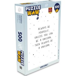 Puzzel Spreuken - Always be yourself - Unicorn - Quotes - Meisjes - Legpuzzel - Puzzel 500 stukjes