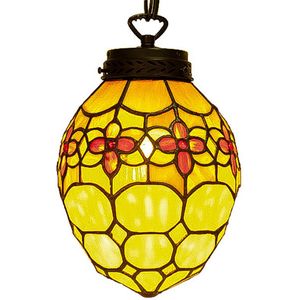 LumiLamp Hanglamp Tiffany Ei Ø 24x155 cm Geel Ijzer Glas Ovaal Hanglamp Eettafel