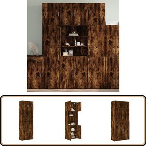 vidaXL Hoge kast - 80x42,5x249 cm - Gerookt eiken Hoge Kast - Houten Kast - Kast Met Laden - Bergruimte - Badkamermeubilair