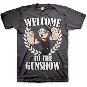 Popeye Heren Tshirt -S- Welcome To The Gunshow Grijs