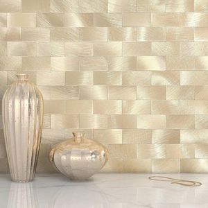Zelfklevende Metalen Backsplash Tegels voor Keuken - Champagne Goud - 10 Tegels