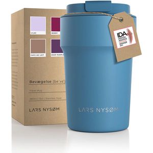 LARS NYSØM - 'Bevægelse' Thermos Coffee Mug-to-go 380ml - BPA-vrij met Isolatie - Lekvrije Roestvrijstalen Thermosbeker - Niagara