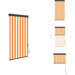 vidaXL Tuinrolgordijn - Wit/Oranje - 80x250cm - Ademend polyesterstof met PA-coating - Jaloezie