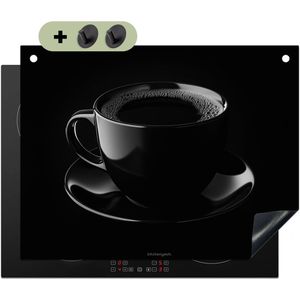 KitchenYeah® Inductie beschermer 80x55 cm - Zwart - Koffie - Kopje - Kookplaataccessoires - Afdekplaat voor kookplaat & Spatscherm achterwand - Inductiebeschermer - Inductiemat - Inductieplaat mat - Keuken decoratie