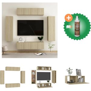 vidaXL 6-delige Tv-meubelset spaanplaat sonoma eikenkleurig - Kast - Inclusief Houtreiniger en verfrisser