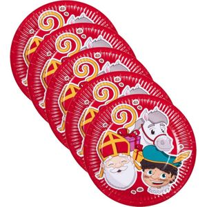 Sinterklaas kartonnen bordjes rood 40x stuks 18 cm