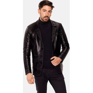 HYPE Leren Blazer - Heren Colbert Jas - Luxe Leren jas in Zwart - 100% Premium Leer - Maat M - 48 EU