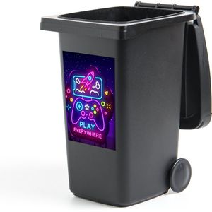 Container sticker Gaming - Neon - Play - Blauw - Nacht - Controller - 40x60 cm - Kliko sticker