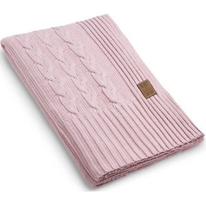 Knit Factory Sasha Gebreid Plaid XXL - Bedsprei - Woondeken - plaid - Wollen deken - Kleed - Roze - 280x130 cm