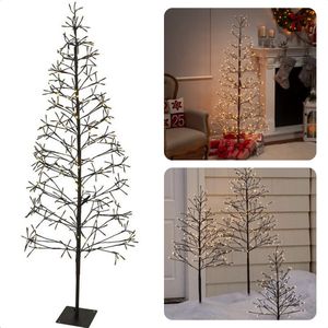 Cheqo® Sfeervolle Lichtboom - Kerstboom - 180 Cm - 400 Warm Witte LED's - Sfeerverlichting - Kerstverlichting - Kerstlampjes - Takken met Verlichting - Voor Binnen en Buiten - Met Metalen Standaard - 500 cm Aansluitsnoer - Kerstversiering