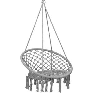 vidaXL Hangstoel Grijs - Stijlvol en Comfortabel Schommelstoel - Schommelstoelen - Boomschommel -boomschommels