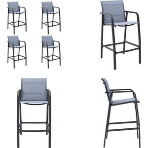 vidaXL Tuinbarstoelen 4 st textileen grijs - Tuinbarstoel - Tuinbarstoelen - Buitenbarstoel - Buitenbarstoelen