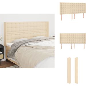vidaXL Hoofdbord - Hoofdborden - Hoofdeinde - Houten Hoofdbord - Hoofdbord met randen 203x16x118/128 cm stof crèmekleurig