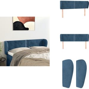 vidaXL Hoofdbord - Hoofdborden - Hoofdeinde - Houten Hoofdbord - Hoofdbord met randen 147x23x78/88 cm fluweel donkerblauw