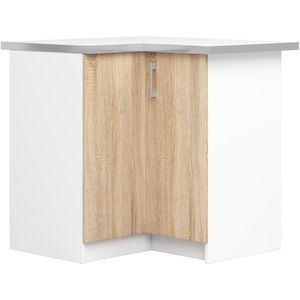Hoek Keukenkast modulaire LIMA S90/90 / Onderkast / AKORD Furniture Factory / Wit - Sonoma Eik / 84 x 85,5 x 44,5 cm