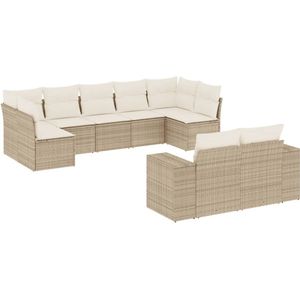 vidaXL 9-delige Loungeset Poly Rattan Beige Loungeset - Tuinset - Lounge - Outdoor Furniture - Garden Furniture