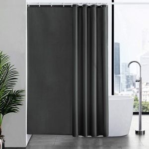 Douchegordijn Anti Schimmel Polyester Stof Waterdicht Douche Gordijnen Wasbaar Textiel voor Badkuip of De Badkamer 12 Douchegordijnhaken Donker Grijs Extra lang 180x210cm