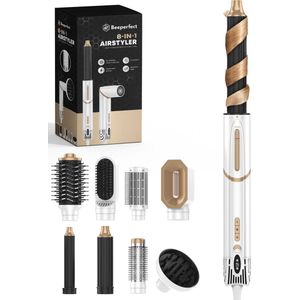 Beeperfect® 8-in-1 Airstyler - Multistyler - Fohnborstel - Hairwrap - Föhnborstel - Met Diffuser - Haardroger - Krulborstel - 8 Opzetstukken