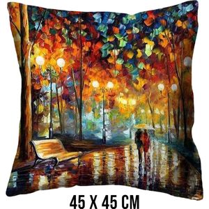 Allernieuwste® Kussen Abstract Regen Landschap - Kussenhoes polyester peach skin Perzikhuid - Graffiti Kussenovertrek - Kleur 45 x 45 cm