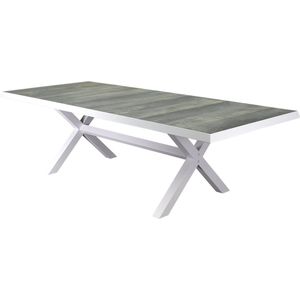 New Delhi dining tuintafel 244x103xH72,5 cm met kruispoot wit