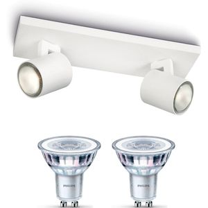 Philips Runner Opbouwspot (Wit) - Warmwit Licht - Plafondspot met 2 Lichtpunten - GU10 - Niet Dimbaar