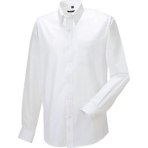 Russell Collectie Heren Lange Mouw Easy Care Oxford Shirt (Wit)
